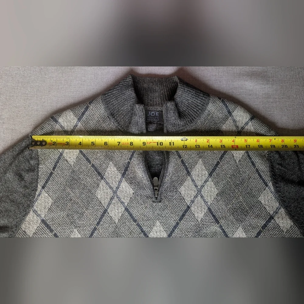 Joe Joseph Abboud Men’s Gray Argoyle Sweater 1/4 Zip Pullover 100% Cotton Size L